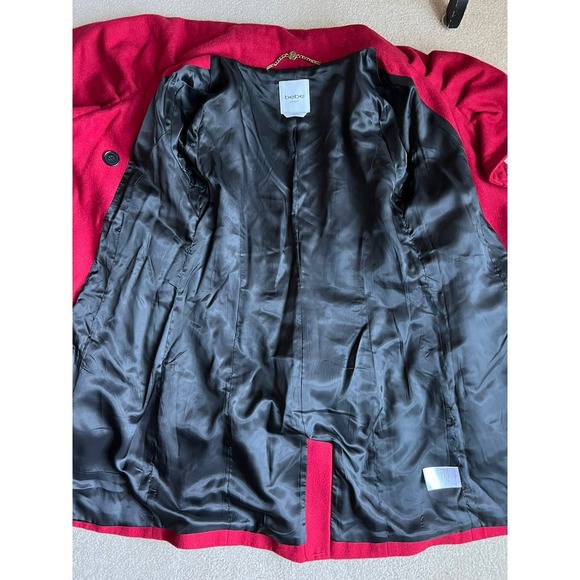 Vintage Bebe red wool blend double breasted belted coat size XS - Picture 5 of 8